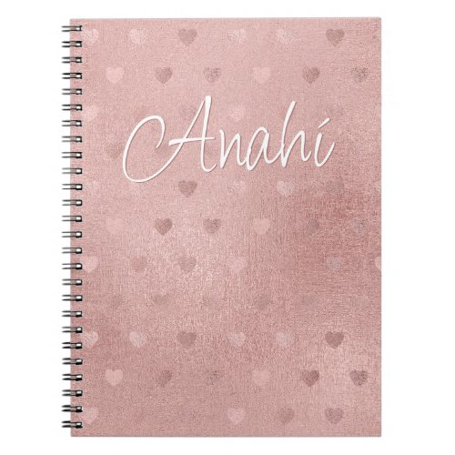 Rose Gold Polka Dot Hearts Metallic Pink Notebook