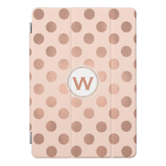 Rose Gold Polka Dot Pattern Monogrammed iPad Pro Cover
