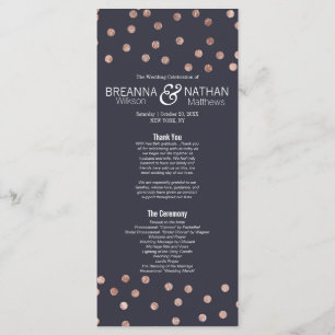 Rose Gold Polka Dots and Navy Blue Wedding Program