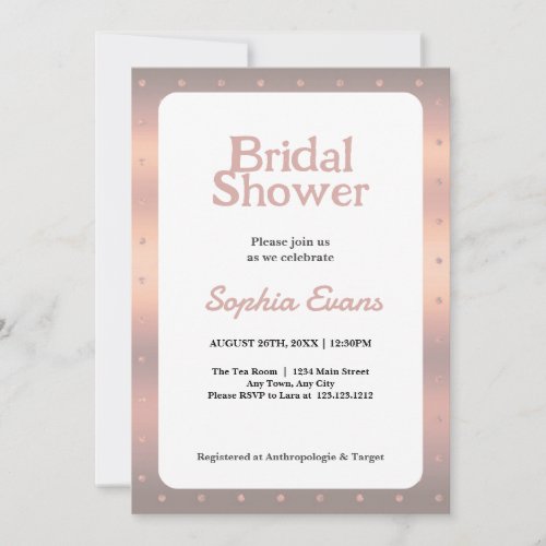 Rose Gold Polka Dots Border Bridal Shower Invitation