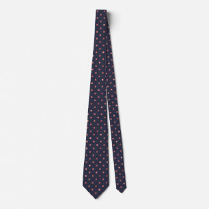 Rose Gold Polka Dots on Navy Background Neck Tie