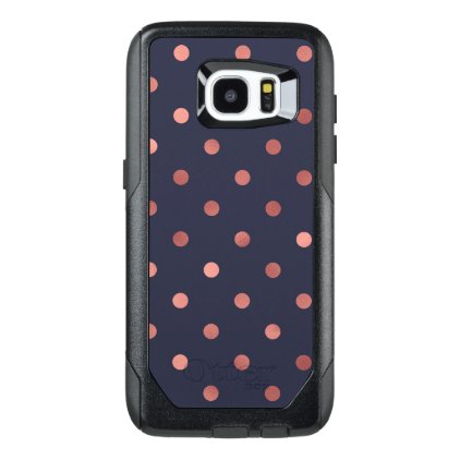 Rose Gold Polka Dots on Navy Background OtterBox Samsung Galaxy S7 Edge Case