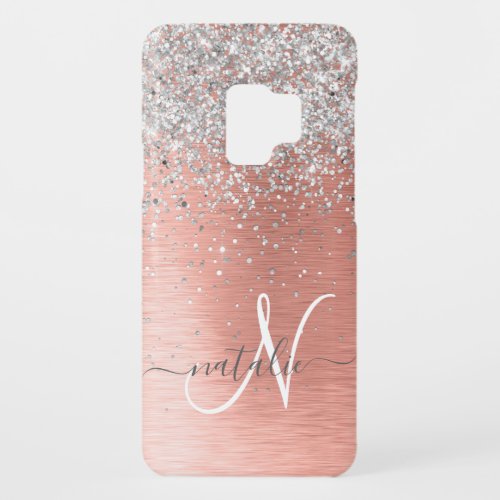 Rose Gold Pretty Girly Silver Glitter Sparkly Case_Mate Samsung Galaxy S9 Case