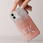 Rose Gold Pretty Girly Silver Glitter Sparkly iPhone 11Pro Max Case<br><div class="desc">Easily personalize this trendy chic phone case design featuring pretty silver sparkling glitter on a rose gold brushed metallic background.</div>
