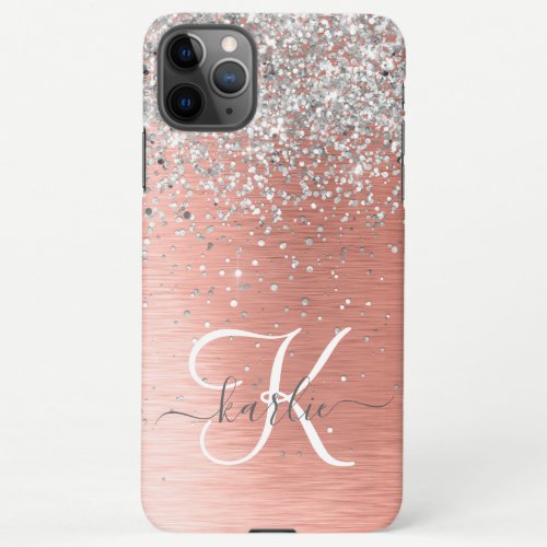 Rose Gold Pretty Girly Silver Glitter Sparkly iPhone 11Pro Max Case