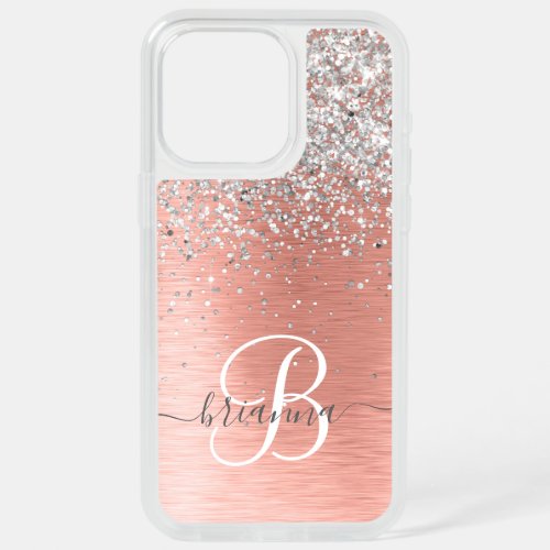 Rose Gold Pretty Girly Silver Glitter Sparkly iPhone 15 Pro Max Case