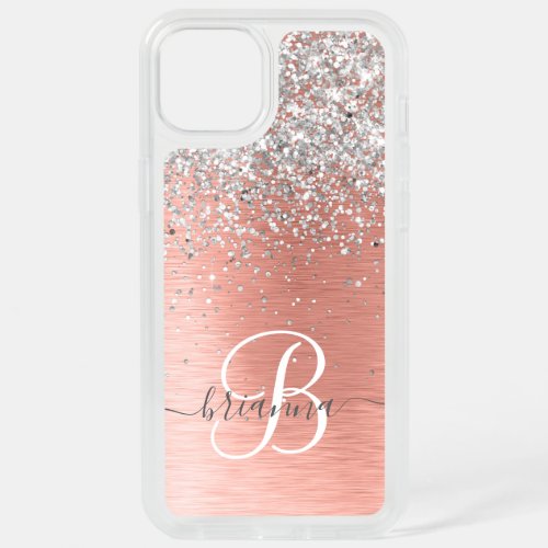 Rose Gold Pretty Girly Silver Glitter Sparkly iPhone 15 Plus Case