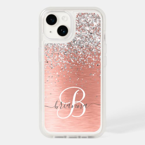 Rose Gold Pretty Girly Silver Glitter Sparkly OtterBox iPhone 14 Case