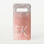 Rose Gold Pretty Girly Silver Glitter Sparkly Samsung Galaxy S10 Case<br><div class="desc">Easily personalize this trendy chic phone case design featuring pretty silver sparkling glitter on a rose gold brushed metallic background.</div>