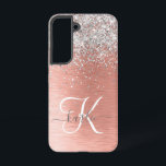Rose Gold Pretty Girly Silver Glitter Sparkly Samsung Galaxy S22 Case<br><div class="desc">Easily personalize this trendy chic phone case design featuring pretty silver sparkling glitter on a rose gold brushed metallic background.</div>