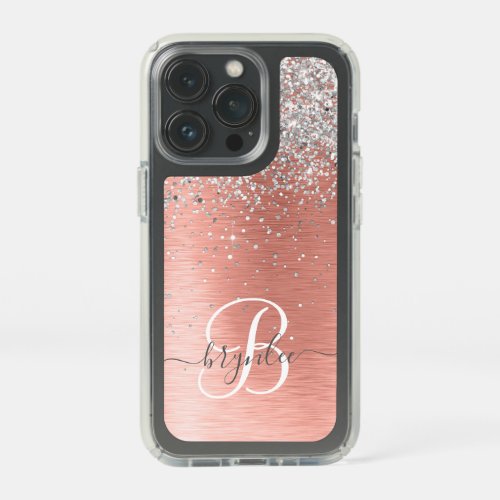 Rose Gold Pretty Girly Silver Glitter Sparkly Speck iPhone 13 Pro Case