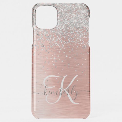 Rose Gold Pretty Girly Silver Glitter Sparkly iPhone 11 Pro Max Case