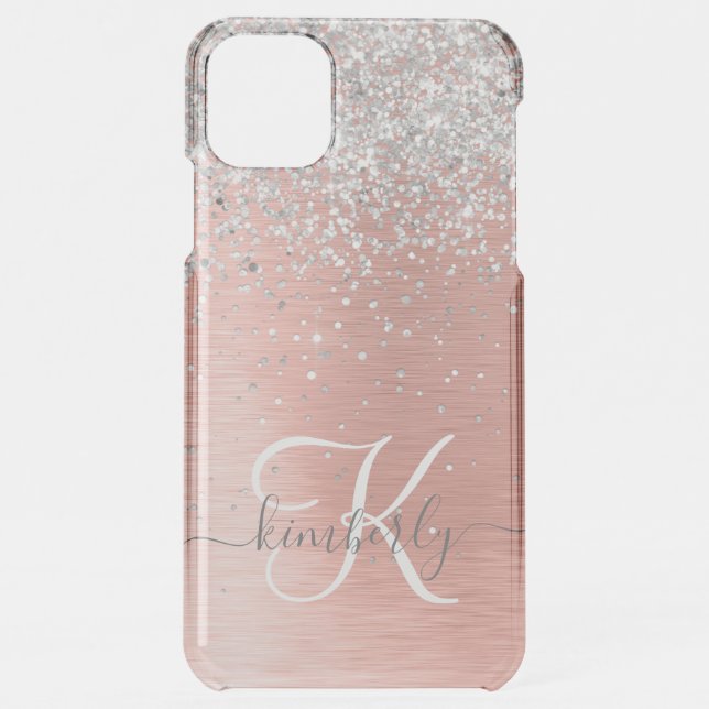 Rose Gold Pretty Girly Silver Glitter Sparkly Uncommon iPhone Case (Back)