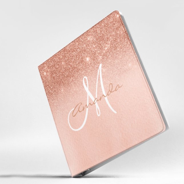 Rose Gold Pretty Personalized Monogram Album 3 Ring Binder (Creator Uploaded)