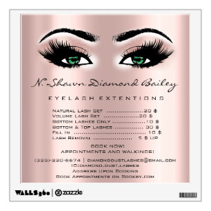 Rose Gold Price List Eyes Makeup Lashes Extension Wall Decal