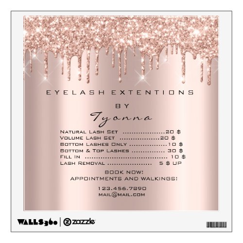 Rose Gold Price List Makeup Artist Lash Extension Wall Decal