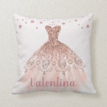 Rose Gold Princess Dress Ball Gown Couture Throw Pillow