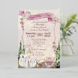 Rose Gold Princess Invitation Foil Invitation