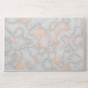Rose Gold Printed Marble Texture Monogram HP Laptop Skin