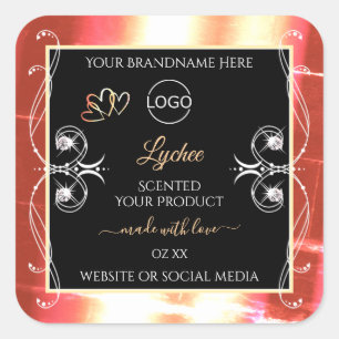 Rose Gold Product Labels Diamonds Black with Logo