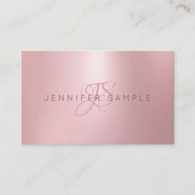 Rose Gold Professional Monogram Modern Simple Business Card | Zazzle