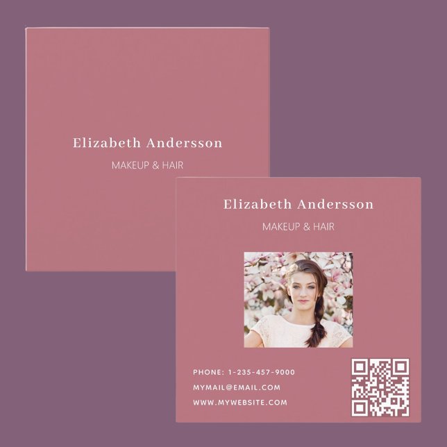 Rose gold profile photo qr code Facebook Square Business Card (Creator Uploaded)