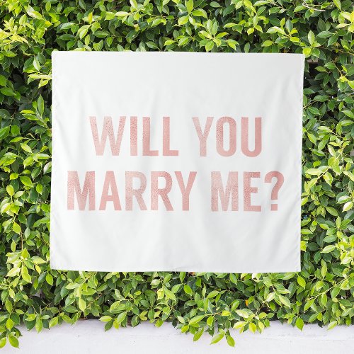Rose Gold Proposal Sign Will You Marry Me Tapestry