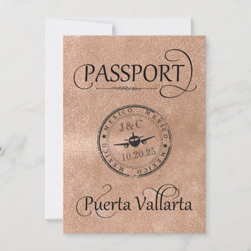 Rose Gold Puerta Vallarta Passport Save The Date