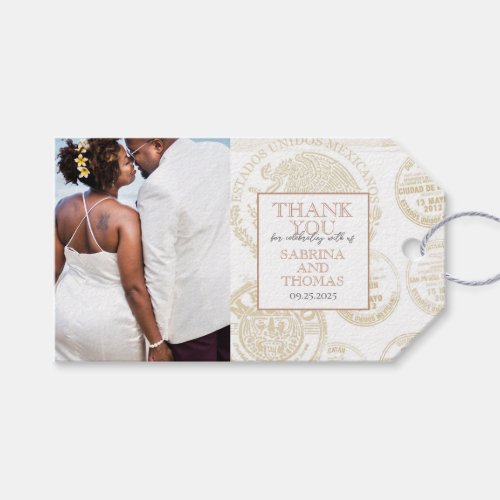 Rose Gold Puerta Vallarta Wedding Photo Gift Tags