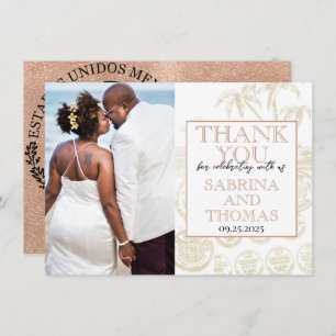 Rose Gold Puerta Vallarta Wedding Photo Thank You
