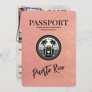 Rose Gold Puerto Rico Passport Save The Date