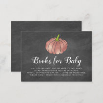 Rose Gold Pumpkin Baby Shower Chalkboard Books Enclosure Card