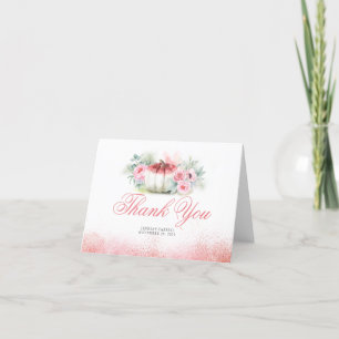 Rose Gold Pumpkin Fall Baby Shower Thank You Card