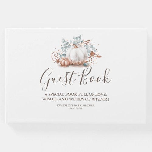 Rose Gold Pumpkin Fall Baby Shower Wishes  Wisdom Guest Book