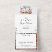 Rose Gold Pumpkins Eucalyptus Leaves Fall Wedding