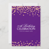 Rose Gold Purple 70th Birthday Glitter Confetti Invitation (Back)