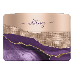 Rose Gold - Purple Agata Marble Glitter Trendy iPad Pro Cover
