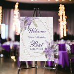 Rose gold purple floral watercolor Bat Mitzvah Foam Board<br><div class="desc">Rose gold geometric frame and glitter confetti typography Bat Mitzvah welcome  with hand painted greenery watercolor leaf branches ,  purple lavender flowers,  perfect for spring and summer .</div>