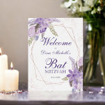 Rose gold purple floral watercolor Bat Mitzvah Poster<br><div class="desc">Rose gold geometric frame and glitter confetti typography Bat Mitzvah welcome  with hand painted greenery watercolor leaf branches ,  purple lavender flowers,  perfect for spring and summer .</div>