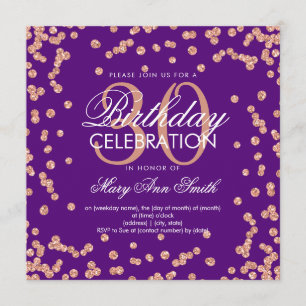 Rose Gold Purple Glitter Confetti 30th Birthday Invitation