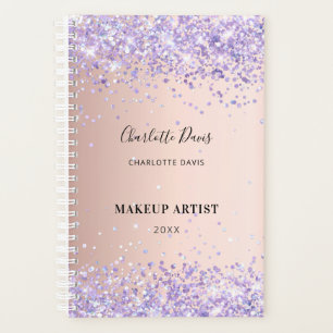 Rose gold purple glitter name signature planner