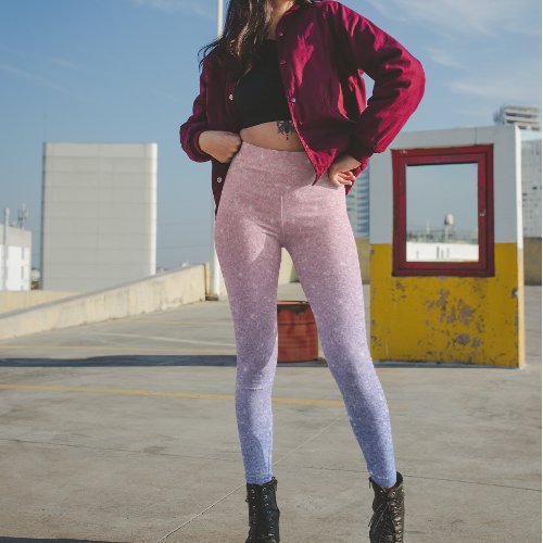 Rose Gold Purple Glitter Ombre Trendy Leggings