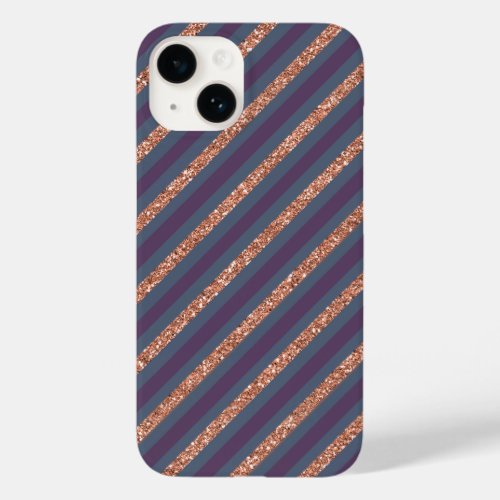 Rose Gold Purple Gray Stripes Case_Mate iPhone 14 Case