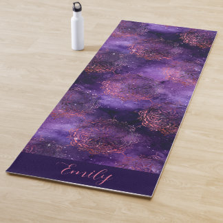 Rose Gold Purple Mandala Galaxy Celestial Yoga Mat
