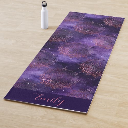 Rose Gold Purple Mandala Galaxy Celestial  Yoga Mat