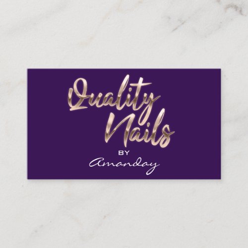 Rose Gold Purple Quality Nail Script QR Code Logo  Business Card