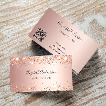 Rose Gold Qr Code Business Card by Thunes at Zazzle