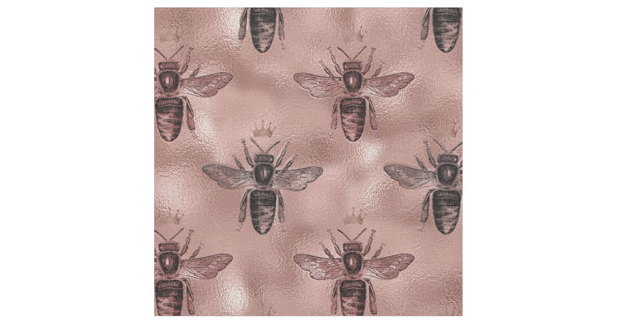 Rose Gold Queen Bee Fabric Zazzle