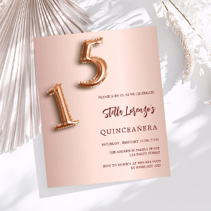 Rose gold Quinceanera budget invitation