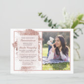 Rose Gold Quinceañera Custom Photo Birthday Party Invitation (Standing Front)